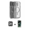 MARSİLYAN™- iPhone 15 Pro Max Kılıf Nova Işık Özel Seri - Siyah 360 Mat Full Body Arka Koruyucu + PVD Metal Kamera Lens - SH