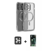 MARSİLYAN™- iPhone 15 Pro Max Kılıf Nova Işık Özel Seri - Siyah 360 Mat Full Body Arka Koruyucu + PVD Metal Kamera Lens - GI