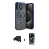 MARSİLYAN™- iPhone 15 Pro Max Kılıf Nova Işık Özel Seri - Siyah 360 Mat Full Body Arka Koruyucu + Raze Metal Kamera Lens - LT