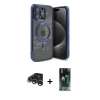 MARSİLYAN™- iPhone 15 Pro Max Kılıf Nova Işık Özel Seri - Siyah 360 Mat Full Body Arka Koruyucu + Raze Metal Kamera Lens - GS