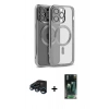 MARSİLYAN™- iPhone 15 Pro Max Kılıf Nova Işık Özel Seri - Siyah 360 Mat Full Body Arka Koruyucu + Raze Metal Kamera Lens - LT