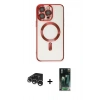 MARSİLYAN™- iPhone 15 Pro Max Kılıf Nova Işık Özel Seri - Siyah 360 Mat Full Body Arka Koruyucu + Raze Metal Kamera Lens - GS