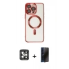 MARSİLYAN™- iPhone 15 Pro Max Kılıf Nova Işık Özel Seri - Siyah 3D Antistatik Hayalet Cam Ekran Koruyucu + PVD Metal Kamera Lens - GI