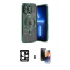 MARSİLYAN™- iPhone 15 Pro Max Kılıf Nova Işık Özel Seri - Siyah 3D Antistatik Mat Seramik Nano Ekran Koruyucu + PVD Metal Kamera Lens - LT