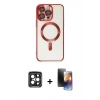 MARSİLYAN™- iPhone 15 Pro Max Kılıf Nova Işık Özel Seri - Siyah 3D Antistatik Mat Seramik Nano Ekran Koruyucu + PVD Metal Kamera Lens - SH