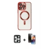 MARSİLYAN™- iPhone 15 Pro Max Kılıf Nova Işık Özel Seri - Siyah 3D Antistatik Mat Seramik Nano Ekran Koruyucu + PVD Metal Kamera Lens - LT