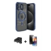 MARSİLYAN™- iPhone 15 Pro Max Kılıf Nova Işık Özel Seri - Siyah 3D Antistatik Mat Seramik Nano Ekran Koruyucu + Raze Metal Kamera Lens - GS