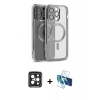 MARSİLYAN™- iPhone 15 Pro Max Kılıf Nova Işık Özel Seri - Siyah 3D Antistatik Seramik Nano Ekran Koruyucu + PVD Metal Kamera Lens - SH