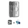 MARSİLYAN™- iPhone 15 Pro Max Kılıf Nova Işık Özel Seri - Siyah 3D Antistatik Seramik Nano Ekran Koruyucu + PVD Metal Kamera Lens - LT