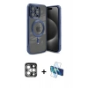 MARSİLYAN™- iPhone 15 Pro Max Kılıf Nova Işık Özel Seri - Siyah 3D Antistatik Seramik Nano Ekran Koruyucu + PVD Metal Kamera Lens - GS