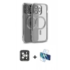 MARSİLYAN™- iPhone 15 Pro Max Kılıf Nova Işık Özel Seri - Siyah 3D Antistatik Seramik Nano Ekran Koruyucu + PVD Metal Kamera Lens - GI