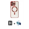 MARSİLYAN™- iPhone 15 Pro Max Kılıf Nova Işık Özel Seri - Siyah 3D Antistatik Seramik Nano Ekran Koruyucu + PVD Metal Kamera Lens - SH