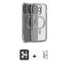 MARSİLYAN™- iPhone 15 Pro Max Kılıf Nova Işık Özel Seri - Siyah Bilvis 0.18mm Plus Cam Ekran Koruyucu + PVD Metal Kamera Lens - GI