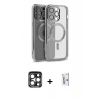 MARSİLYAN™- iPhone 15 Pro Max Kılıf Nova Işık Özel Seri - Siyah Bilvis 0.18mm Plus Cam Ekran Koruyucu + PVD Metal Kamera Lens - LT