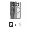 MARSİLYAN™- iPhone 15 Pro Max Kılıf Nova Işık Özel Seri - Siyah Bilvis 0.18mm Plus Cam Ekran Koruyucu + PVD Metal Kamera Lens - SH