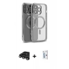 MARSİLYAN™- iPhone 15 Pro Max Kılıf Nova Işık Özel Seri - Siyah Bilvis 0.18mm Plus Cam Ekran Koruyucu + Raze Metal Kamera Lens - TMGI
