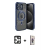 MARSİLYAN™- iPhone 15 Pro Max Kılıf Nova Işık Özel Seri - Siyah Bilvis 3D Cam Ekran Koruyucu + PVD Metal Kamera Lens - GS
