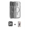 MARSİLYAN™- iPhone 15 Pro Max Kılıf Nova Işık Özel Seri - Siyah Bilvis 3D Cam Ekran Koruyucu + PVD Metal Kamera Lens - SH
