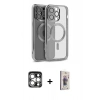 MARSİLYAN™- iPhone 15 Pro Max Kılıf Nova Işık Özel Seri - Siyah Bilvis 3D Cam Ekran Koruyucu + PVD Metal Kamera Lens - GS