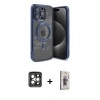 MARSİLYAN™- iPhone 15 Pro Max Kılıf Nova Işık Özel Seri - Siyah Bilvis 3D Cam Ekran Koruyucu + PVD Metal Kamera Lens - GI
