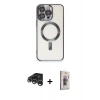 MARSİLYAN™- iPhone 15 Pro Max Kılıf Nova Işık Özel Seri - Siyah Bilvis 3D Cam Ekran Koruyucu + Raze Metal Kamera Lens - GS