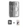 MARSİLYAN™- iPhone 15 Pro Max Kılıf Nova Işık Özel Seri - Siyah Bilvis 3D Mat Cam Ekran Koruyucu + PVD Metal Kamera Lens - GI
