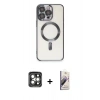 MARSİLYAN™- iPhone 15 Pro Max Kılıf Nova Işık Özel Seri - Siyah Bilvis 3D Mat Cam Ekran Koruyucu + PVD Metal Kamera Lens - GI