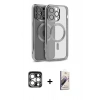 MARSİLYAN™- iPhone 15 Pro Max Kılıf Nova Işık Özel Seri - Siyah Bilvis 3D Mat Cam Ekran Koruyucu + PVD Metal Kamera Lens - GS