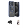 MARSİLYAN™- iPhone 15 Pro Max Kılıf Nova Işık Özel Seri - Siyah Bilvis 3D Mat Cam Ekran Koruyucu + Raze Metal Kamera Lens - GS