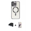 MARSİLYAN™- iPhone 15 Pro Max Kılıf Nova Işık Özel Seri - Siyah Bilvis 3D Mat Cam Ekran Koruyucu + Raze Metal Kamera Lens - LT