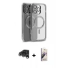 MARSİLYAN™- iPhone 15 Pro Max Kılıf Nova Işık Özel Seri - Siyah Bilvis 3D Mat Cam Ekran Koruyucu + Raze Metal Kamera Lens - GS