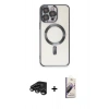 MARSİLYAN™- iPhone 15 Pro Max Kılıf Nova Işık Özel Seri - Siyah Bilvis 3D Mat Cam Ekran Koruyucu + Raze Metal Kamera Lens - TMGI
