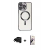 MARSİLYAN™- iPhone 15 Pro Max Kılıf Nova Işık Özel Seri - Siyah Bilvis 3D Mat Cam Ekran Koruyucu + Raze Metal Kamera Lens - SH
