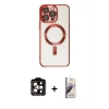 MARSİLYAN™- iPhone 15 Pro Max Kılıf Nova Işık Özel Seri - Siyah Bilvis 3D Mat Cam Ekran Koruyucu + PVD Metal Kamera Lens - TU