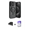 MARSİLYAN™- iPhone 15 Pro Max Kılıf Nova Işık Özel Seri - Siyah Bilvis 5in1 3D Magic Cam Ekran Koruyucu + Raze Metal Kamera Lens - GS