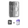 MARSİLYAN™- iPhone 15 Pro Max Kılıf Nova Işık Özel Seri - Siyah Bilvis 5in1 3D Magic Cam Ekran Koruyucu + PVD Metal Kamera Lens - SH