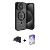 MARSİLYAN™- iPhone 15 Pro Max Kılıf Nova Işık Özel Seri - Siyah Bilvis 5in1 3D Magic Cam Ekran Koruyucu + Raze Metal Kamera Lens - LT