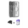 MARSİLYAN™- iPhone 15 Pro Max Kılıf Nova Işık Özel Seri - Siyah Bilvis 5in1 3D Magic Cam Ekran Koruyucu + Raze Metal Kamera Lens - GS