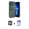 MARSİLYAN™- iPhone 15 Pro Max Kılıf Nova Işık Özel Seri - Siyah Bilvis 5in1 3D Magic Cam Ekran Koruyucu + PVD Metal Kamera Lens - GI