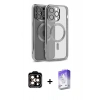 MARSİLYAN™- iPhone 15 Pro Max Kılıf Nova Işık Özel Seri - Siyah Bilvis 5in1 3D Magic Cam Ekran Koruyucu + PVD Metal Kamera Lens - TU