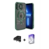 MARSİLYAN™- iPhone 15 Pro Max Kılıf Nova Işık Özel Seri - Siyah Bilvis 5in1 3D Magic Cam Ekran Koruyucu + Raze Metal Kamera Lens - GS
