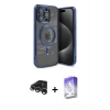 MARSİLYAN™- iPhone 15 Pro Max Kılıf Nova Işık Özel Seri - Siyah Bilvis 5in1 3D Magic Cam Ekran Koruyucu + Raze Metal Kamera Lens - GS
