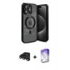 MARSİLYAN™- iPhone 15 Pro Max Kılıf Nova Işık Özel Seri - Siyah Bilvis 5in1 3D Magic Cam Ekran Koruyucu + Raze Metal Kamera Lens - TMGI