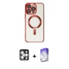 MARSİLYAN™- iPhone 15 Pro Max Kılıf Nova Işık Özel Seri - Siyah Bilvis 5in1 3D Magic Cam Ekran Koruyucu + Gümüş PVD Metal Kamera Lens
