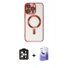 MARSİLYAN™- iPhone 15 Pro Max Kılıf Nova Işık Özel Seri - Siyah Bilvis 5in1 5D Magic Hayalet Cam Ekran Koruyucu + PVD Metal Kamera Lens - TU