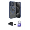 MARSİLYAN™- iPhone 15 Pro Max Kılıf Nova Işık Özel Seri - Siyah Bilvis 5in1 5D Magic Hayalet Cam Ekran Koruyucu + Raze Metal Kamera Lens - LT