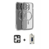 MARSİLYAN™- iPhone 15 Pro Max Kılıf Nova Işık Özel Seri - Siyah Bilvis Hayalet Cam Ekran Koruyucu + PVD Metal Kamera Lens - GS