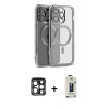 MARSİLYAN™- iPhone 15 Pro Max Kılıf Nova Işık Özel Seri - Siyah Bilvis Hayalet Cam Ekran Koruyucu + PVD Metal Kamera Lens - LT