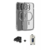 MARSİLYAN™- iPhone 15 Pro Max Kılıf Nova Işık Özel Seri - Siyah Bilvis Hayalet Cam Ekran Koruyucu + Raze Metal Kamera Lens - GS