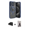 MARSİLYAN™- iPhone 15 Pro Max Kılıf Nova Işık Özel Seri - Siyah Bilvis Hayalet Cam Ekran Koruyucu + Raze Metal Kamera Lens - SH
